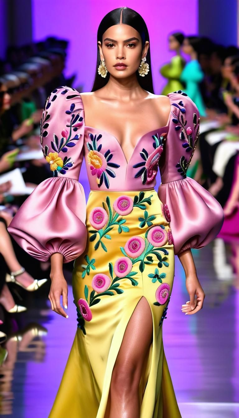 Beautiful latina model on the runway