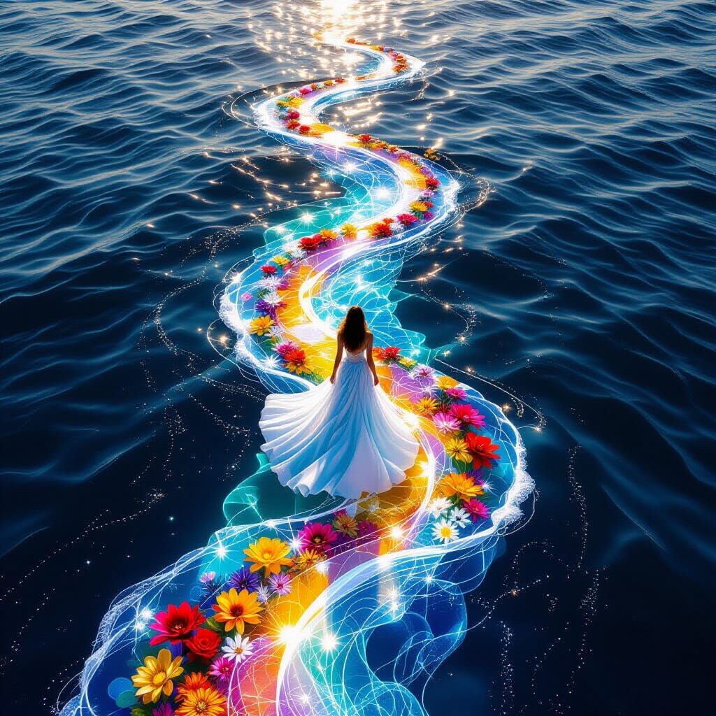 Holographic Ocean Projection with Luminous Figure