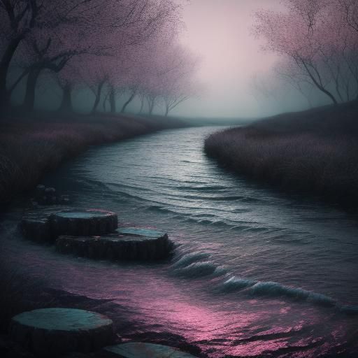 Moody River of Lost Love: Hyperrealistic Cinematic Scene