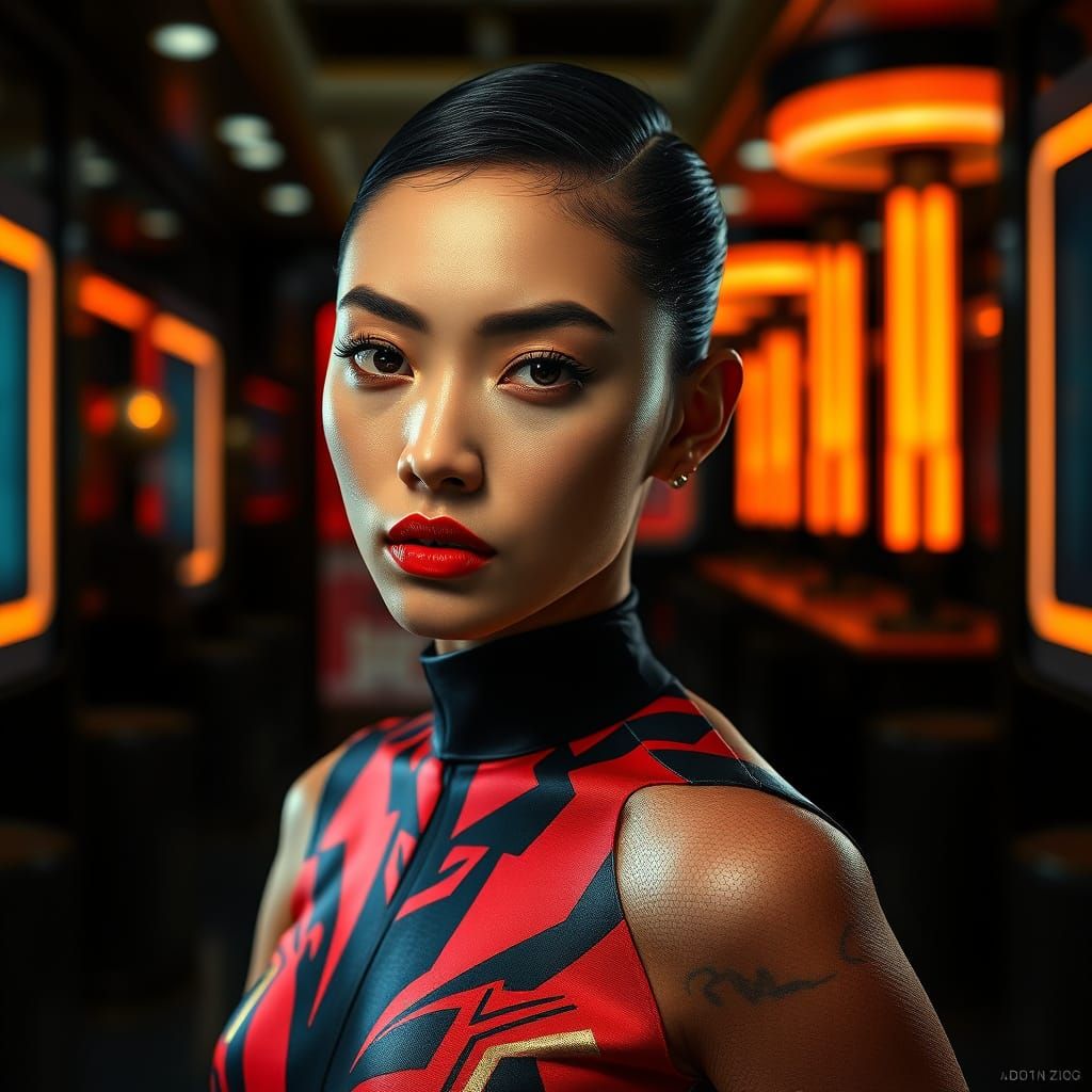 Sophisticated South East Asian Woman in Art Deco-Inspired Se...