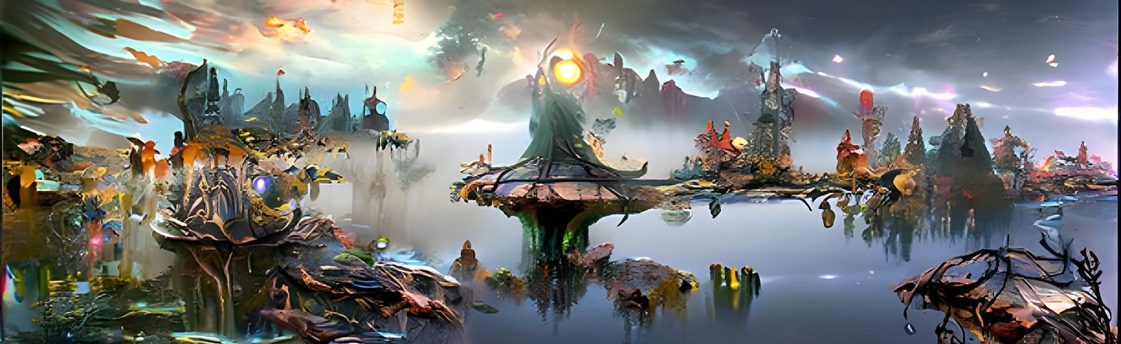 Magical Forest at Dawn: Cyberpunk Matte Painting