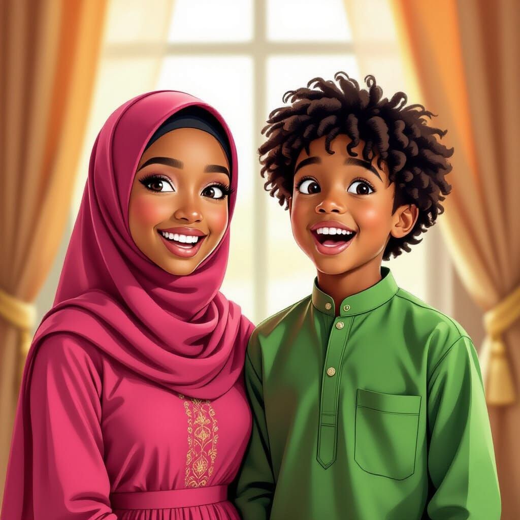 Children in Vibrant Colors, in Style of Casteel