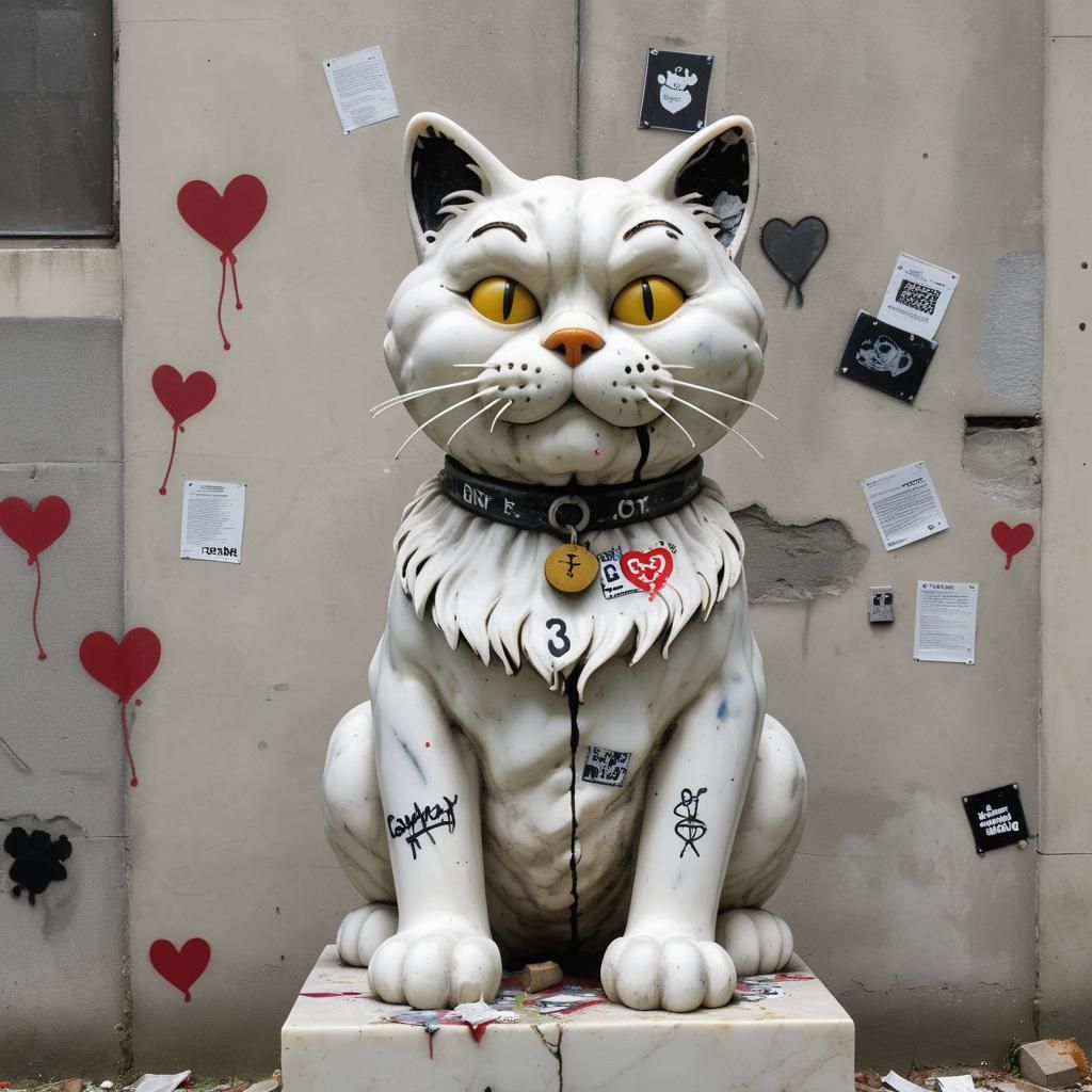 Garfield Bust Covered in Graffiti Art