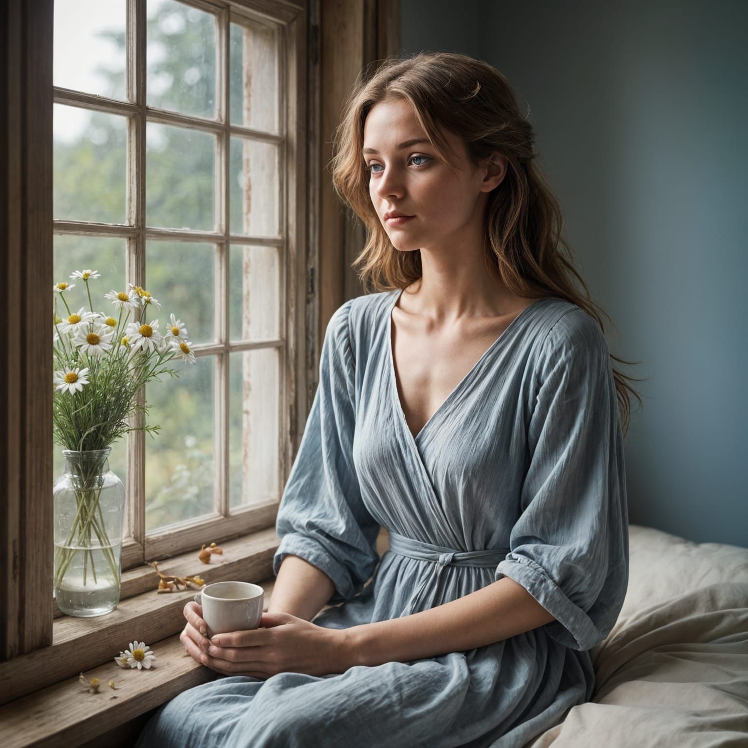 Woman in Morning Light by Window