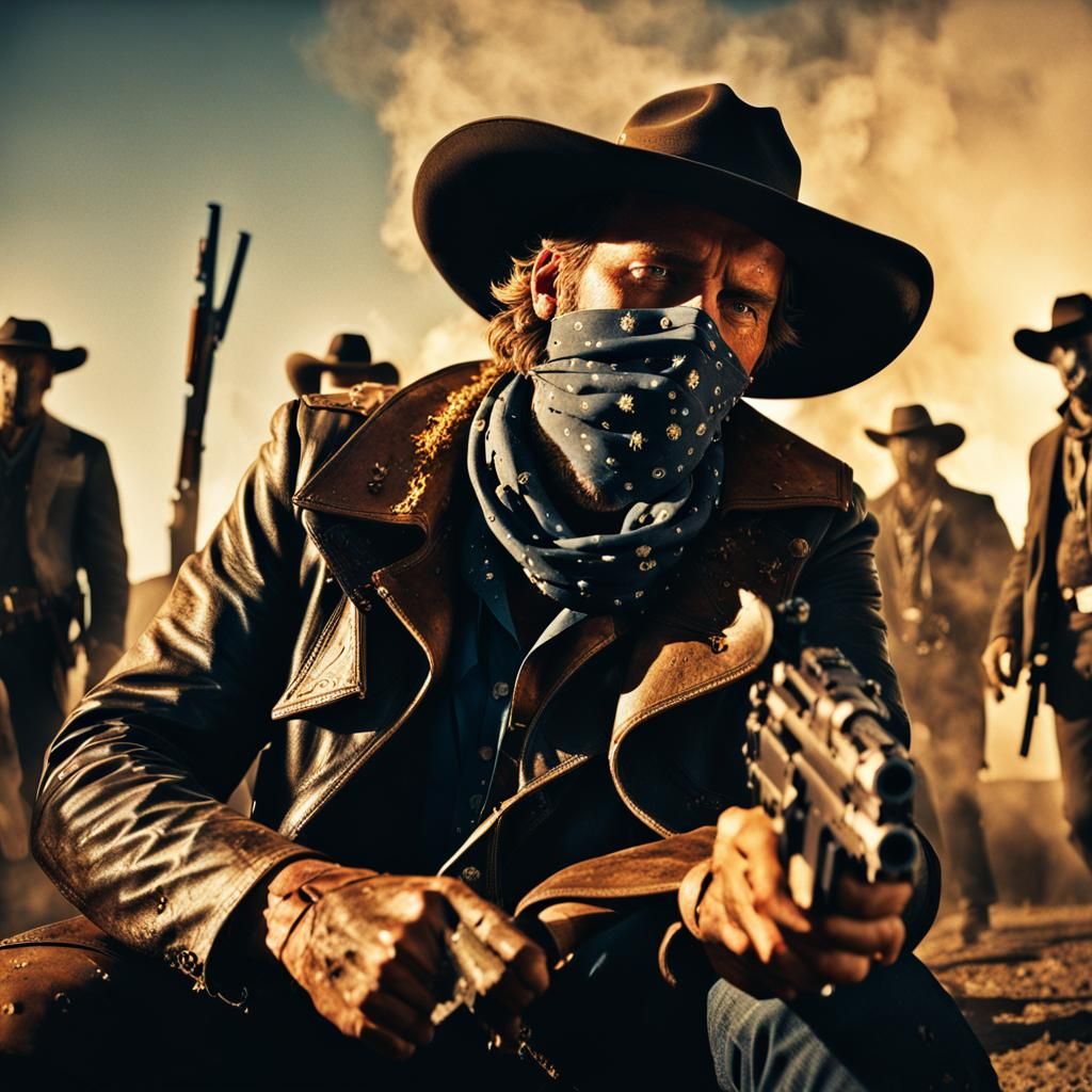 Dramatic Cowboy Outlaw Film Still