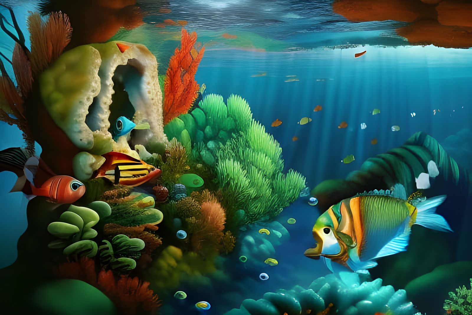 Underwater Cave with Pirate Treasure: Fantasy Concept Art