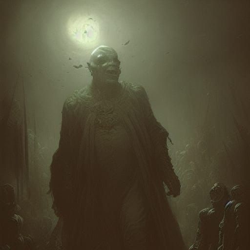 Dark Fantasy Orc Lord in Woodcut Style