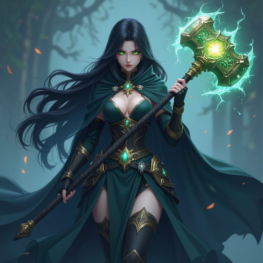 SS-Rank Warrior Wields Arcane Hammer in 3D Anime Style