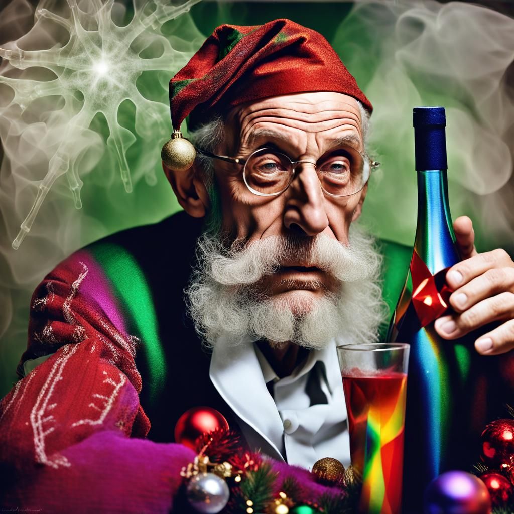 Hyperrealistic Christmas Wine in Surrealist Style