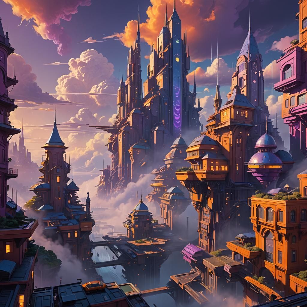 Mystical Cloud City Concept Art in Unreal Engine