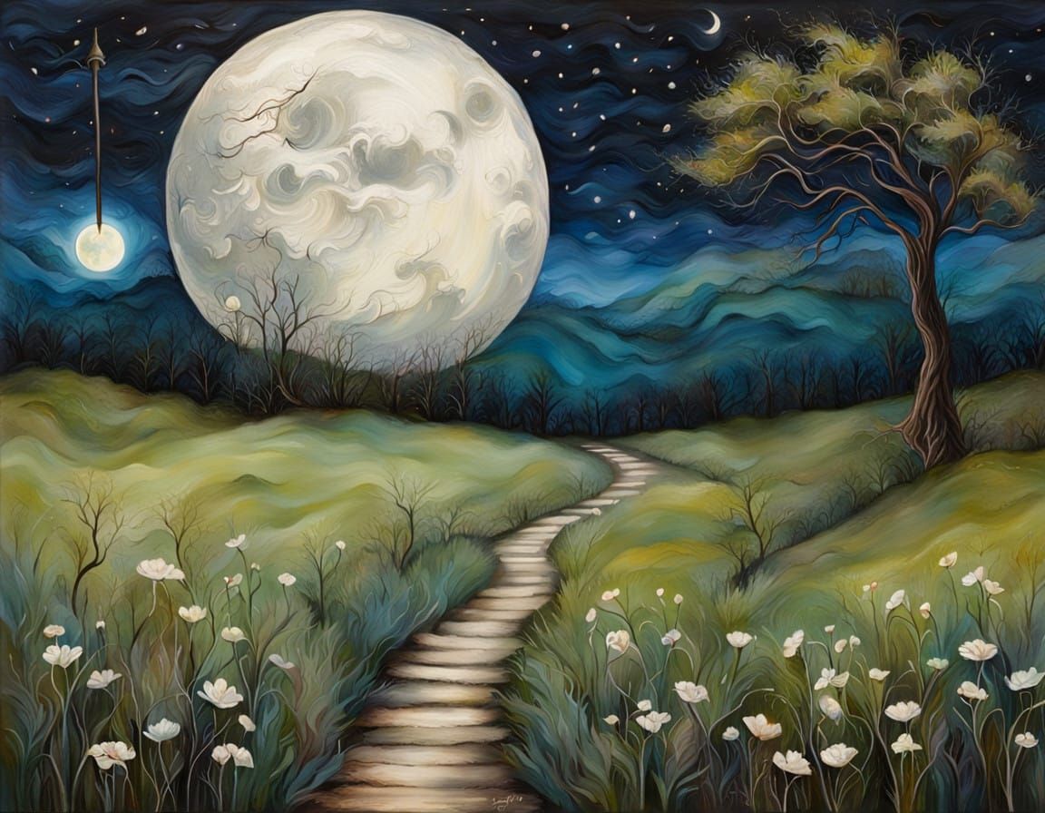 Midnight Wanderer Under Full Moonlight