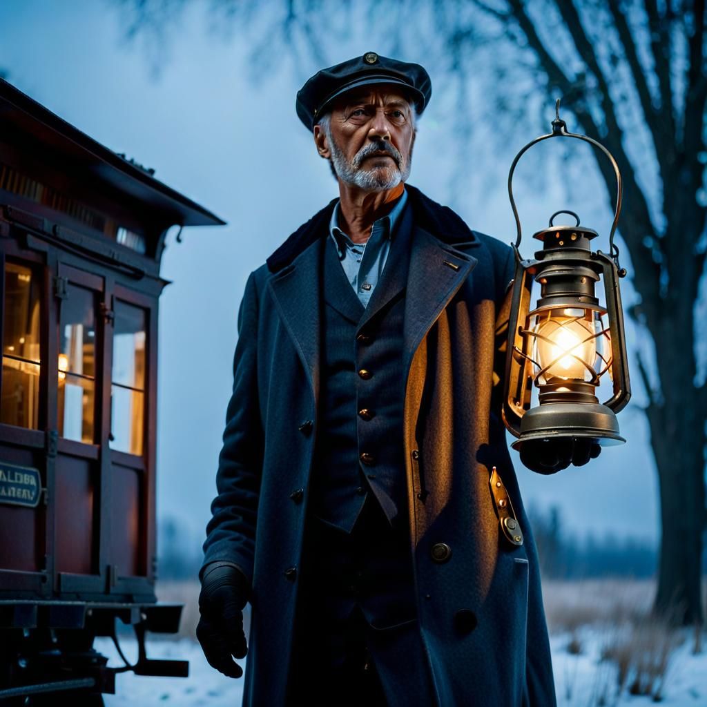 A 19th-century Gatekeeper with a vintage railroad lantern just outside a Standard Watchbox.