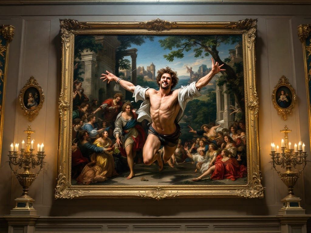 Baroque Noble Breaks Free in Dynamic Chiaroscuro Scene