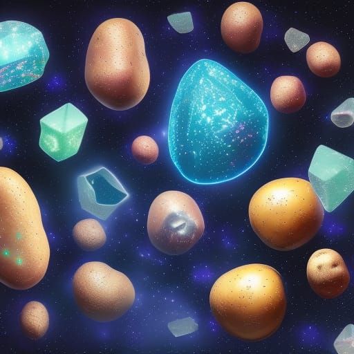 Potato Asteroids: Cosmic Astral Illustration