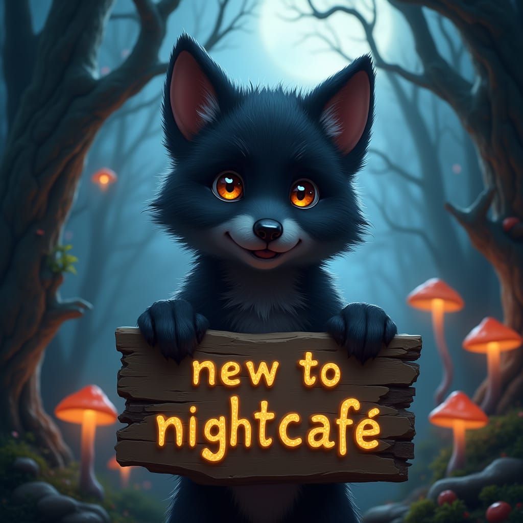 Mystical Wolf Pup at Nightcafe Threshold