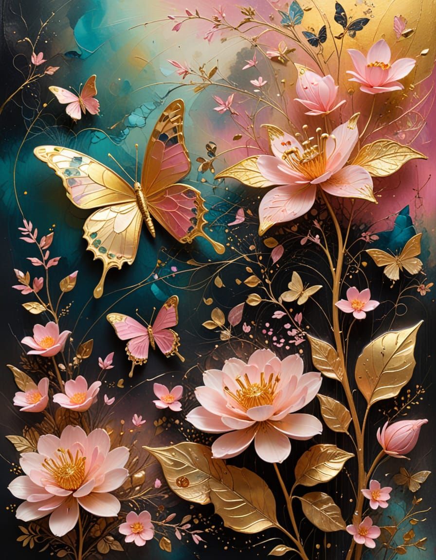 Surreal Butterfly and Duckling Dreamscape in Mixed Media