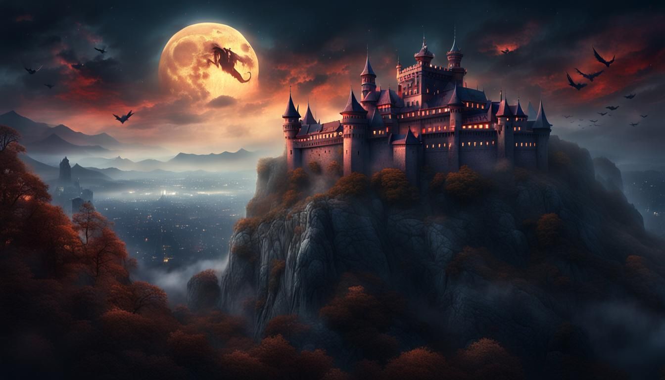 Gothic Palace with Demons in Dark Ambiance