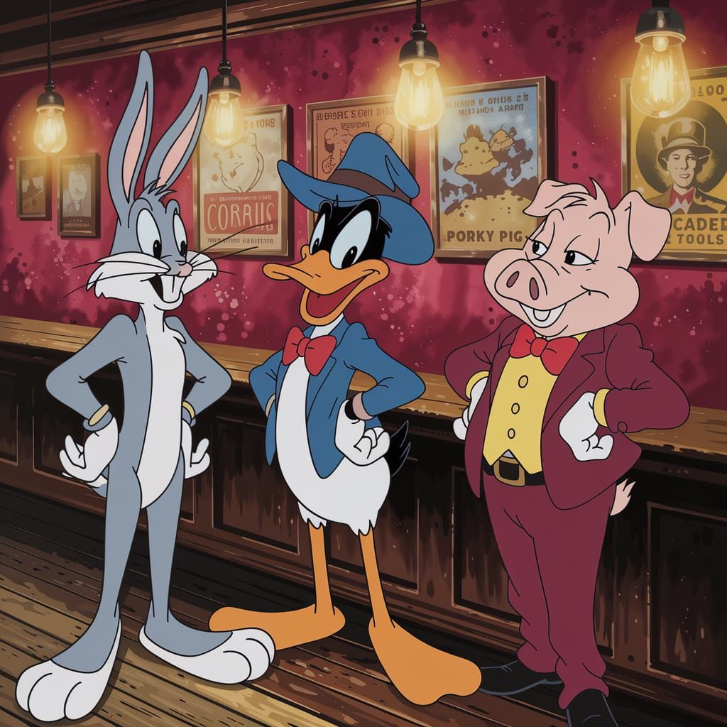 Intricately Detailed Anime-Inspired Western Saloon Scene wit...