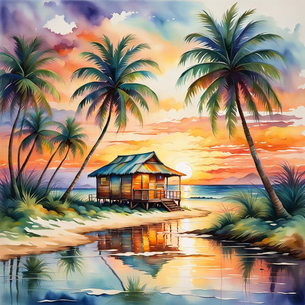 View to palm trees