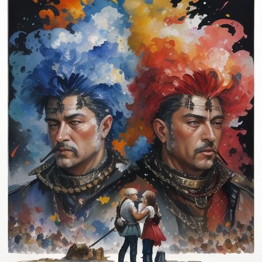 Oil Moguls Spitting Silver: Gouache Watercolor Masterpiece