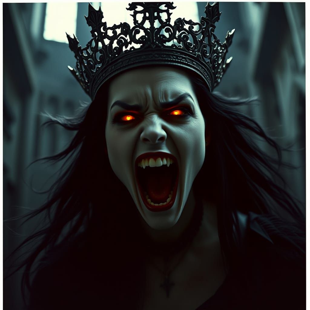 Ethereal Vampire Queen Unveils Fury in Dark, Gothic Majesty