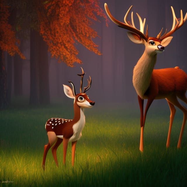Bambi Meets Herne the Hunter: 3D Digital Art