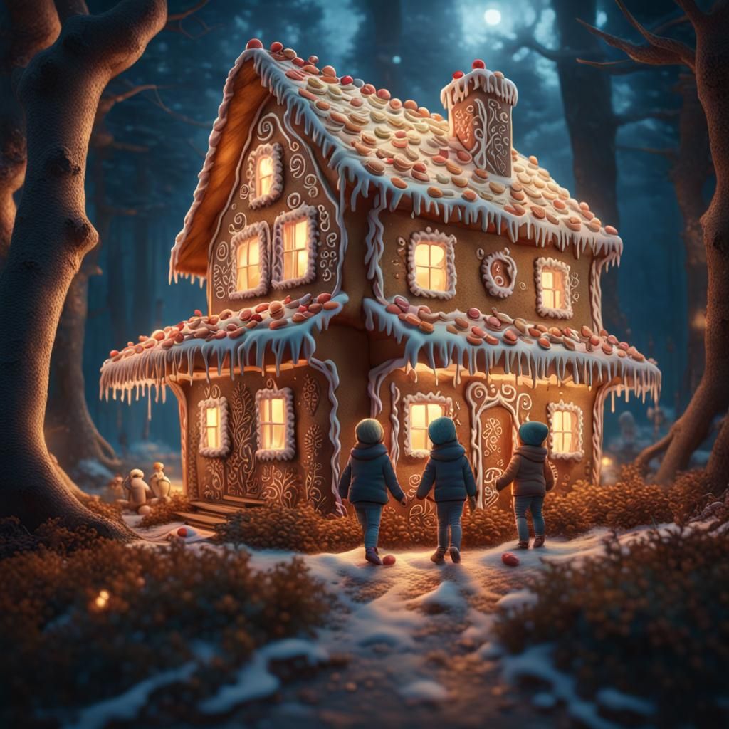 Enchanted Gingerbread House Discovery in Magical Forest