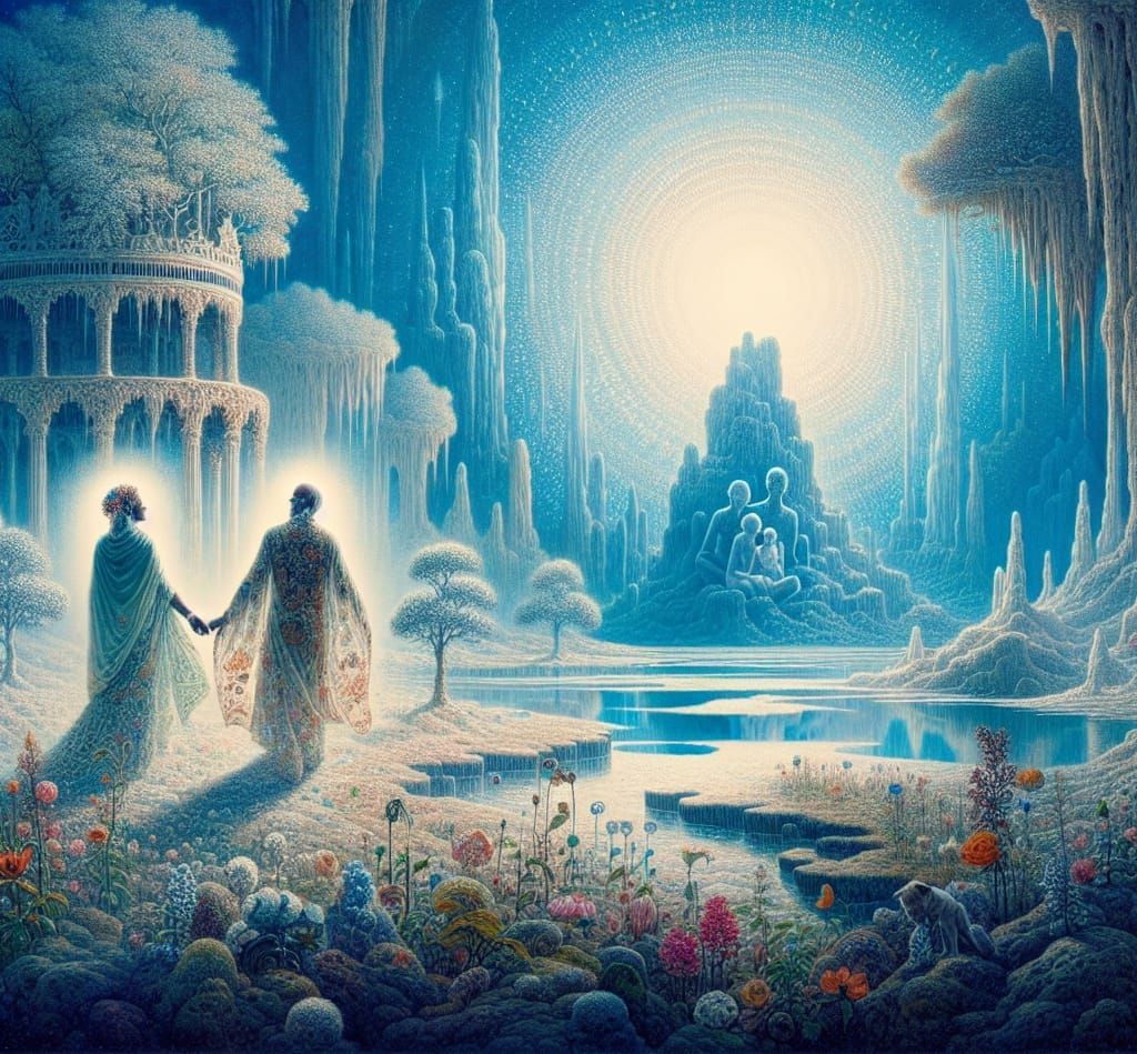 Harmonious Figures in Liquid Speleothem Landscape