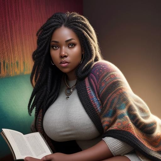 Hyperrealistic Portrait: Woman Reading in Cozy Nook