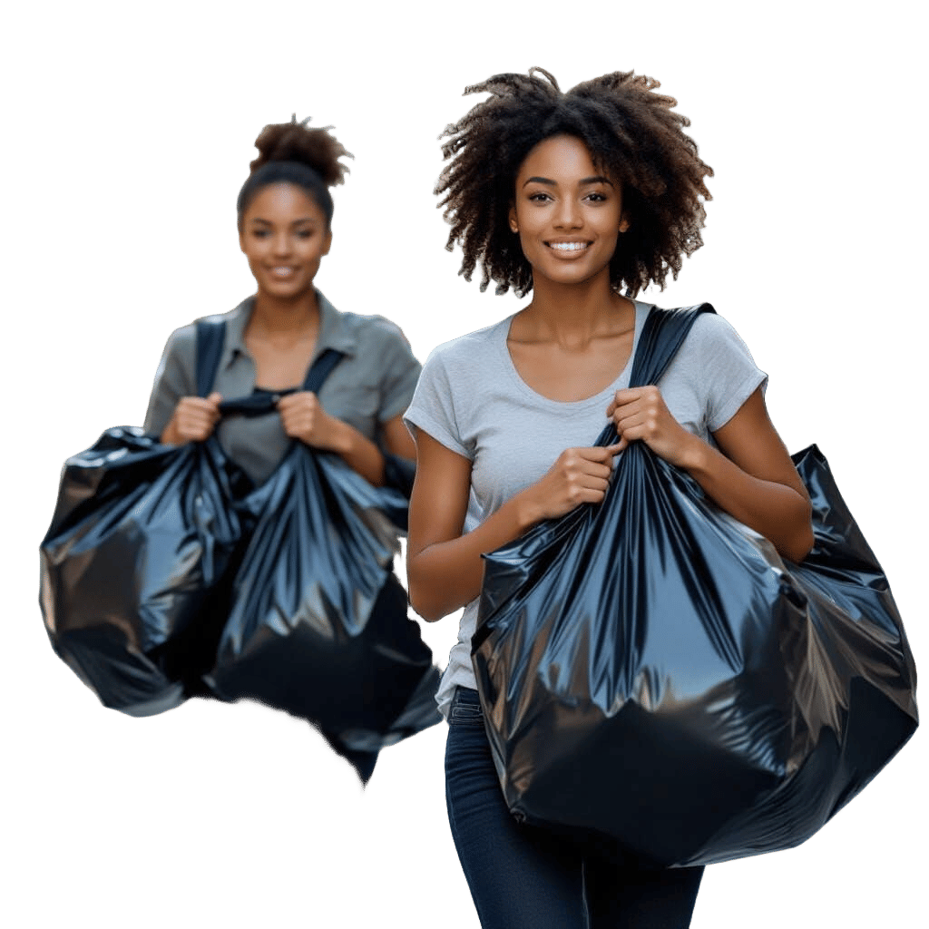 Photorealistic Image of Two Women Carrying Laundry in Urban ...