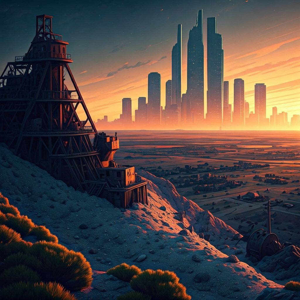 Ethereal Sky Over Dead Nevada Mine & Utopian City