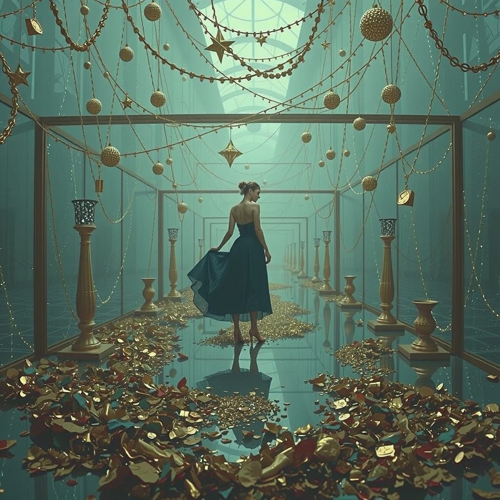 Hyperreal French Landscape with Metallic Elements