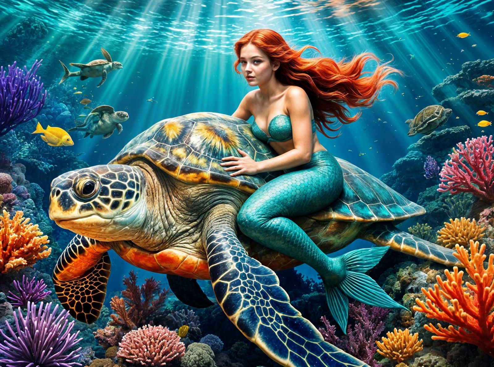 Mermaids and Turtles Unite Under the Sea