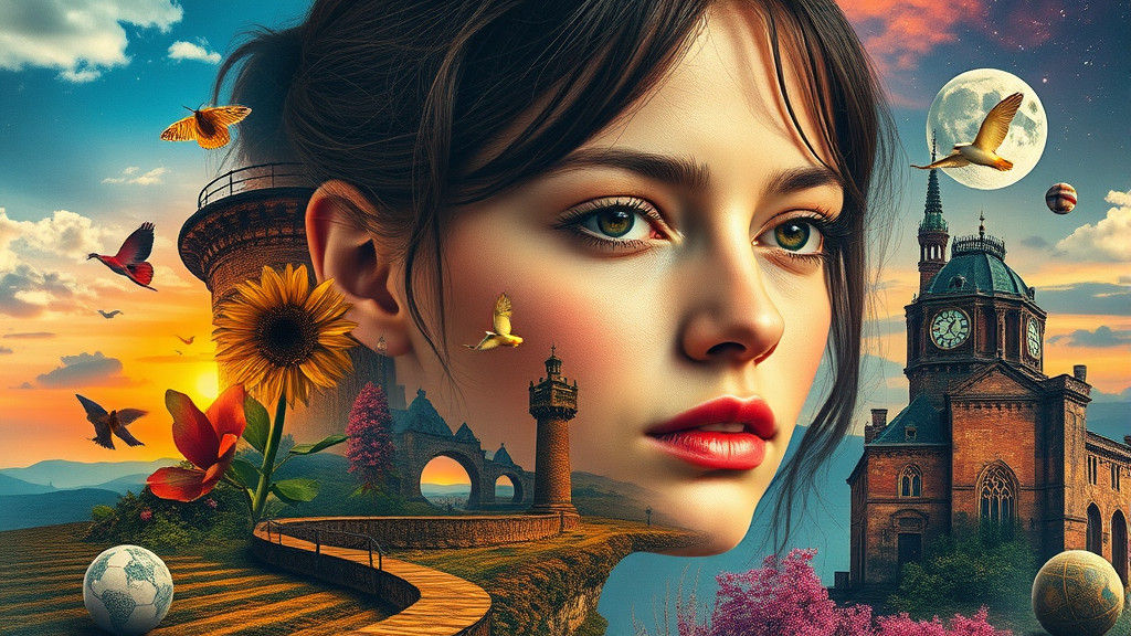 Surreal Double Exposure Portrait with Dreamscape