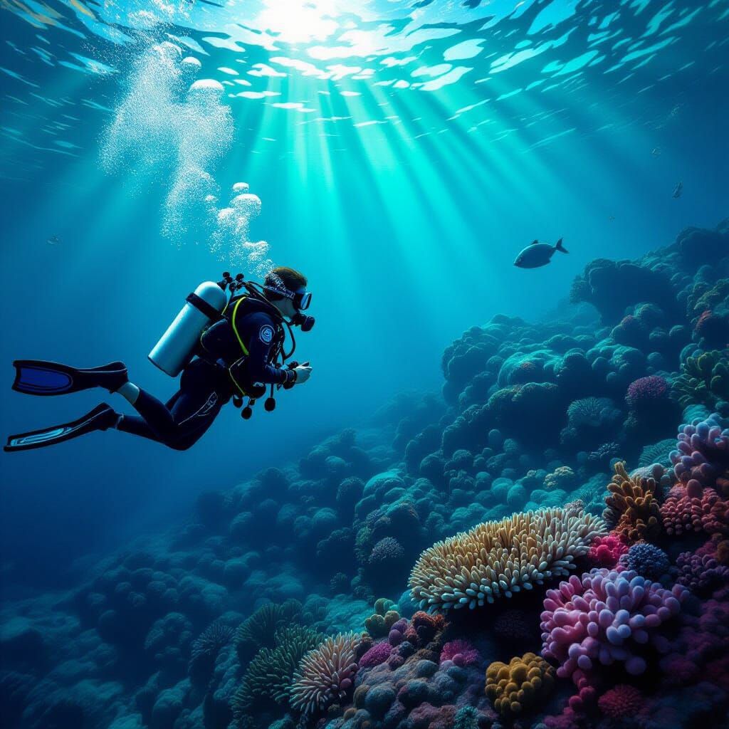 Vibrant Coral Reef Versus Ghost Net Pollution