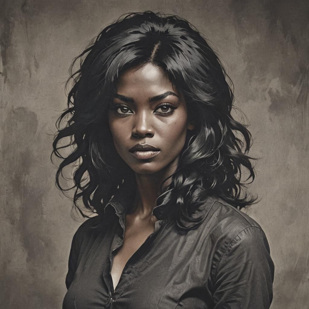 Striking Portrait of a Black-Haired Revolutionary Woman