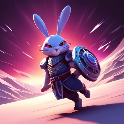 Futuristic Samurai Rabbit in Sci-Fi 3D Render