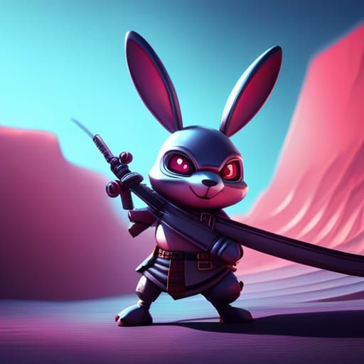 Samurai Rabbit in Sci-Fi 3D Render