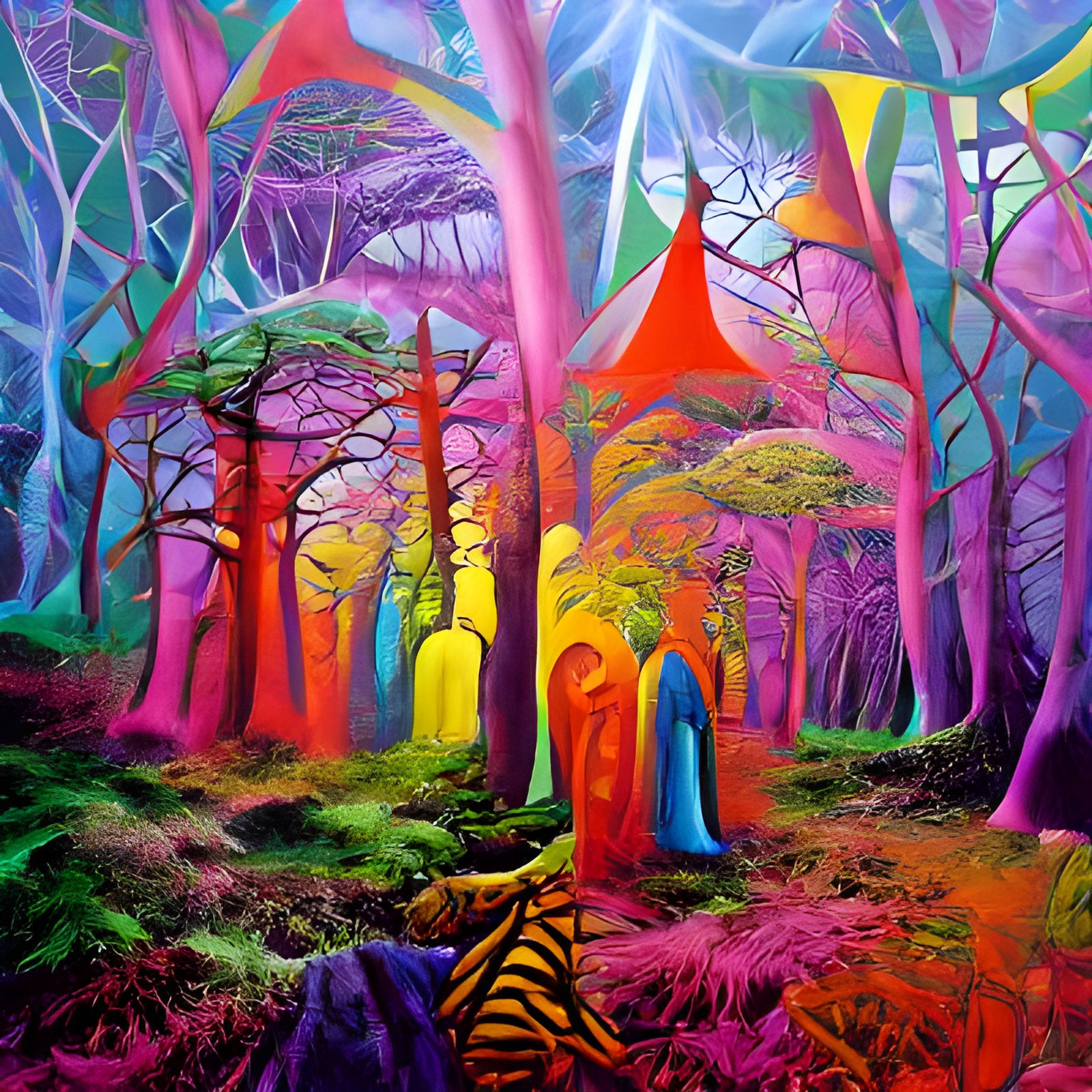 Colorful Mystic Forest Landscape