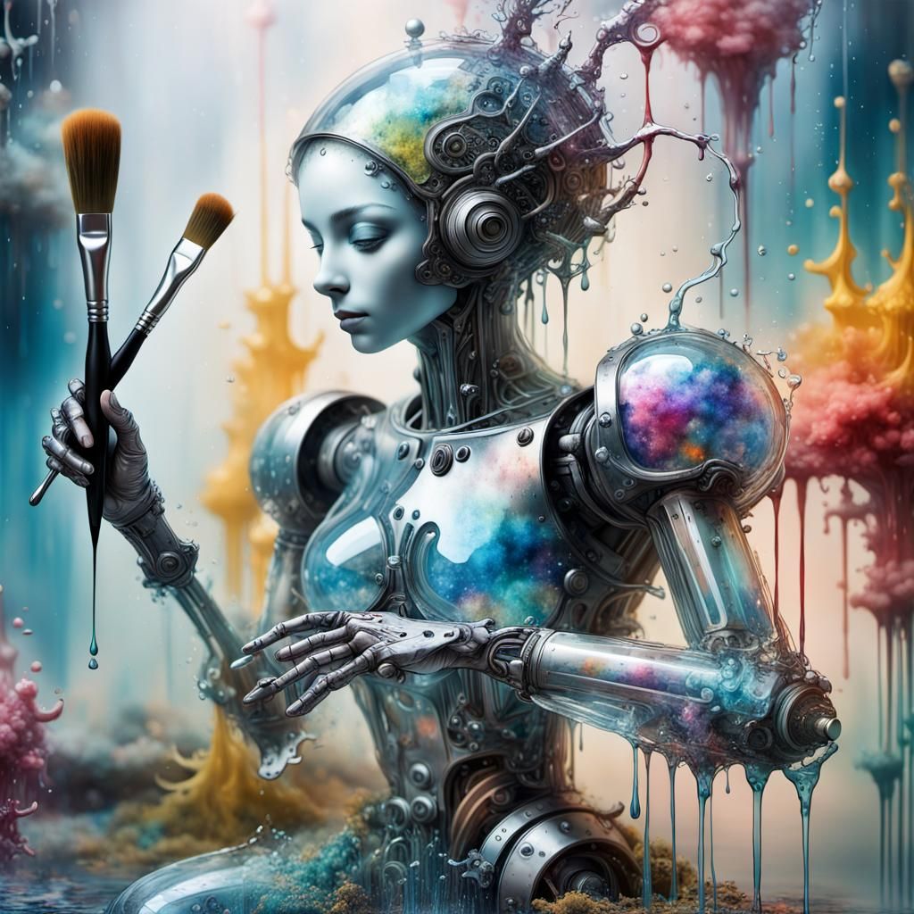Robot Woman is trying to paint ( Ups)