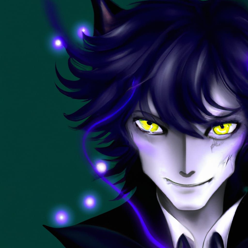 Goth Anime Werewolf Man in Moonlight