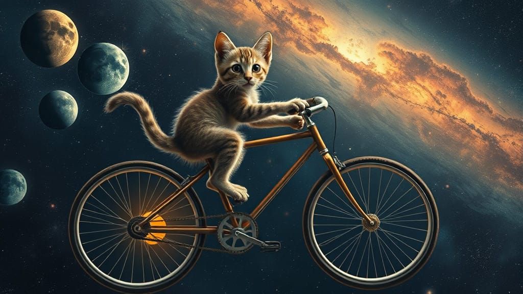 Wonderful Feline Space Cyclist