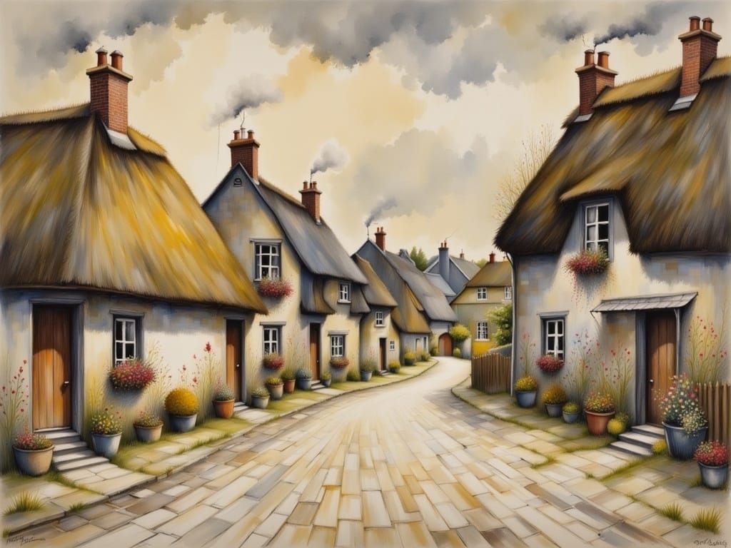 Charming North Frisian Village Street in Golden Light