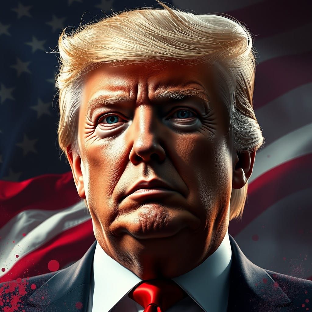 Donald Trump as a Powerful American Icon in a Vibrant Triadi...