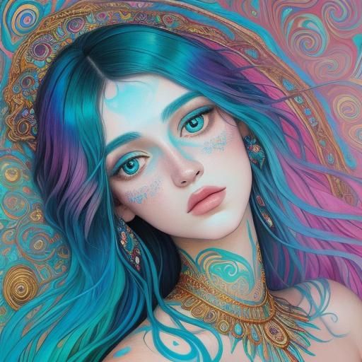 Iridescent Woman Portrait in Fauvist Style