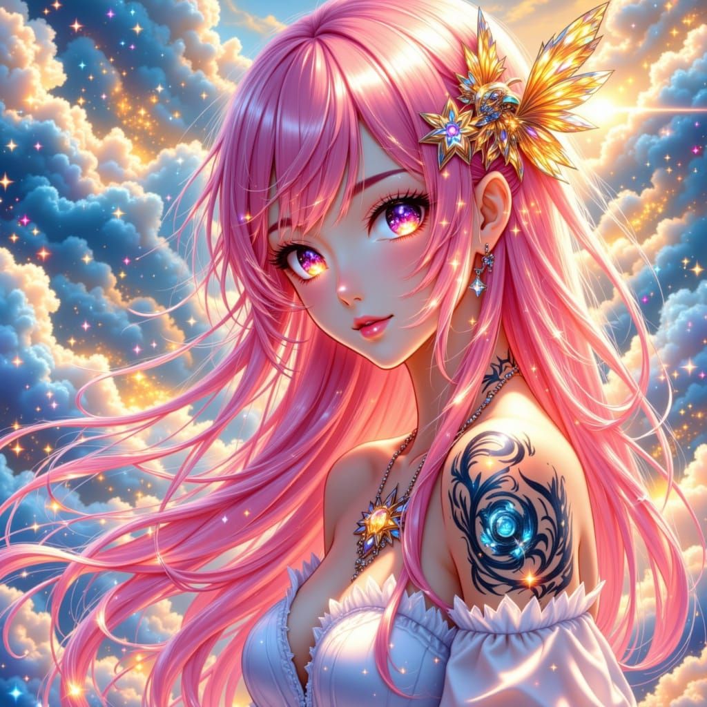 Vibrant Pink-haired Digimon Trainer in Anime Style