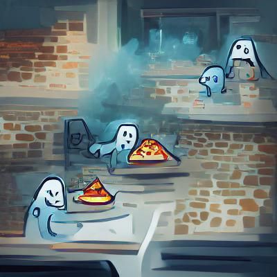 Ghosts Throwing a Pizza Party