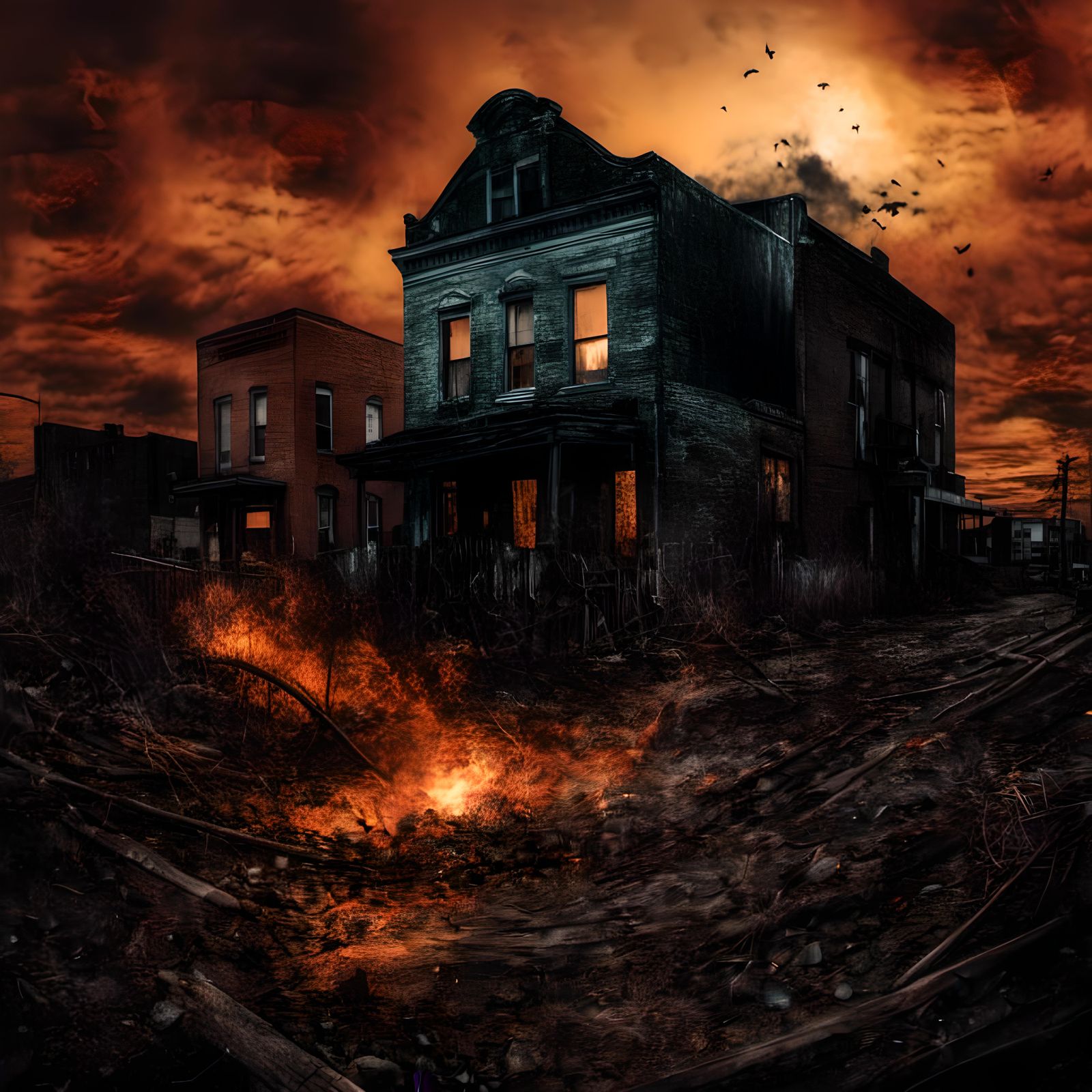 Dreamlike Dust Tornadoes in Matte Painting Style