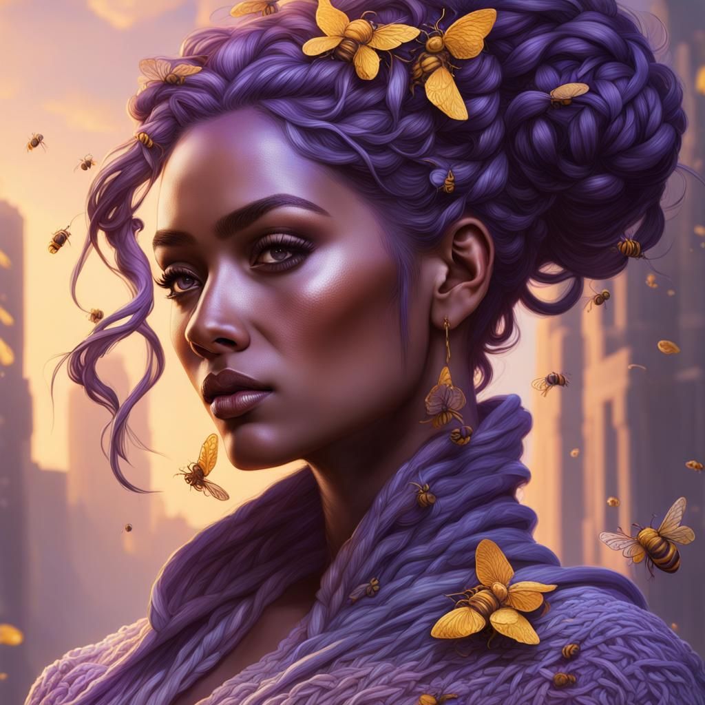 Bee Goddess Portrait in Volumetric Lighting Style