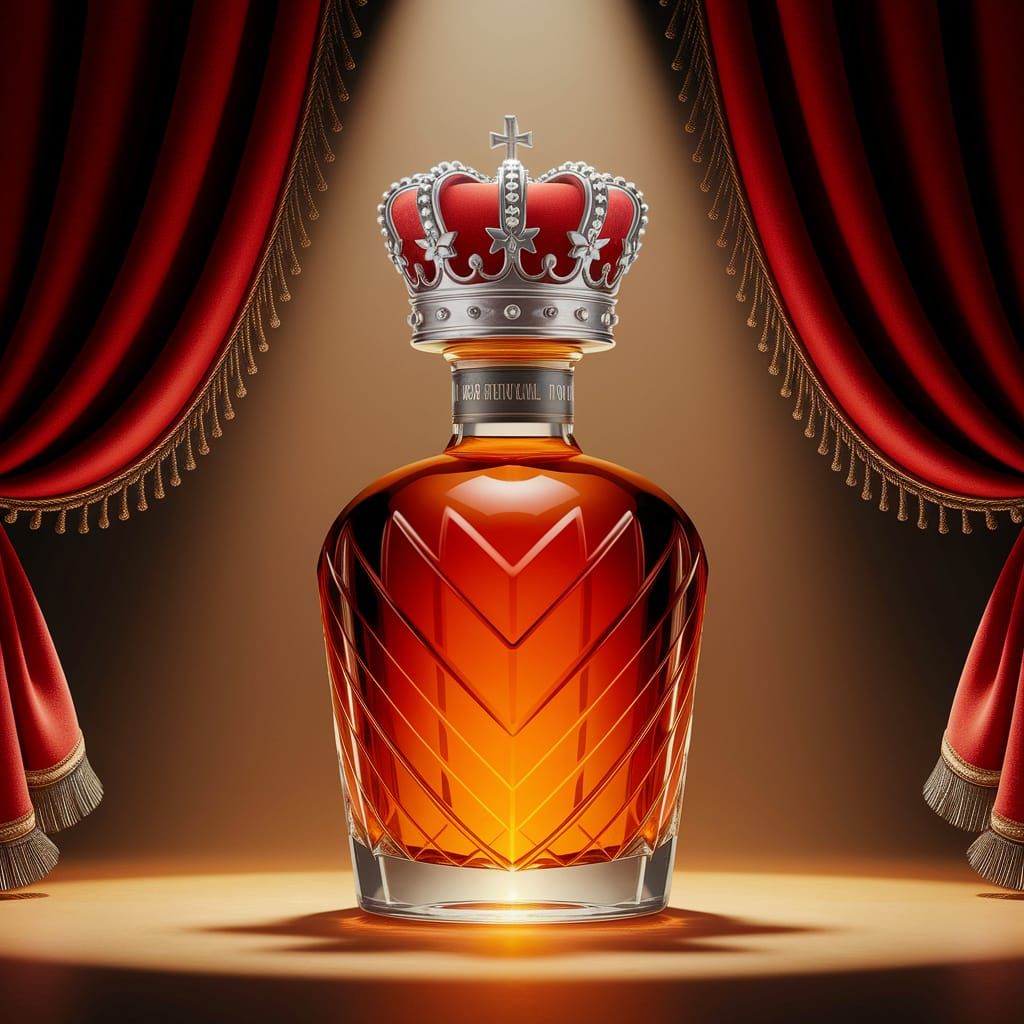 Elegant Whiskey Bottle in Royal Attire